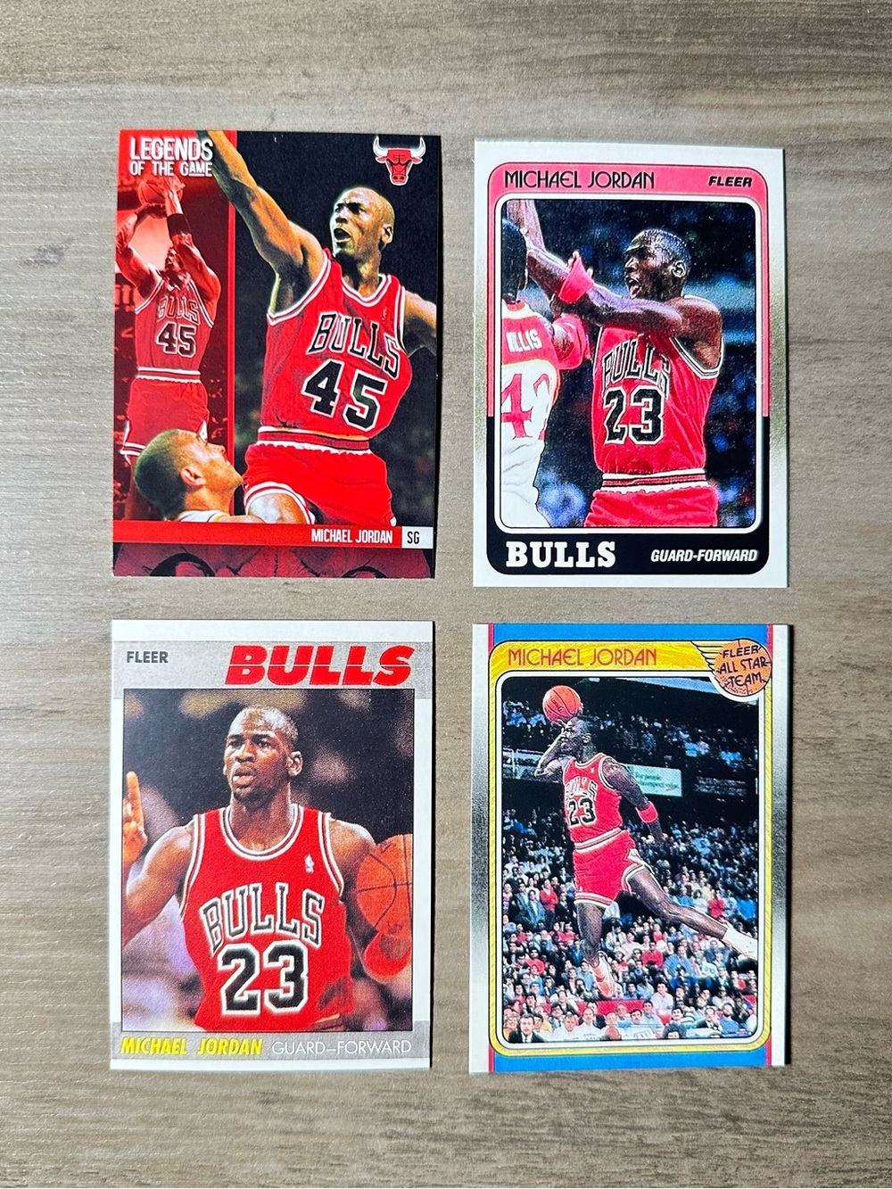 Michael Jordan Lot of (4) Fleer Novelty Basketball Cards. Chicago Bulls.